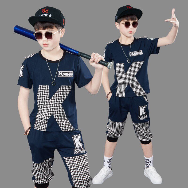 男生夏季套装2025新款韩式短袖t恤男生与中年帅哥童装时髦两件套