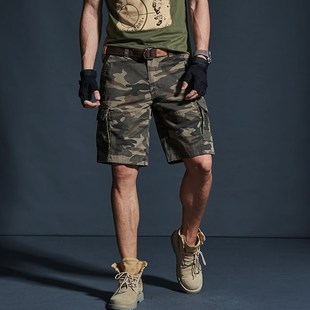 夏季 薄款 直筒休闲五分裤 短裤 子 复古中裤 男款 美式 迷彩工装 2025新款