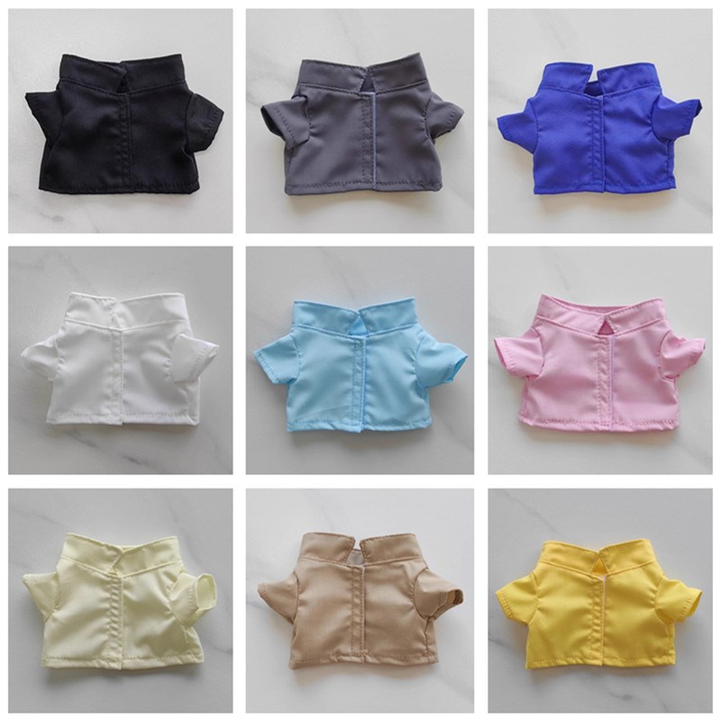 现货娃衣10cm15cm20cm40cm棉花娃娃公仔内搭衬衣外穿纯色条纹衬衫