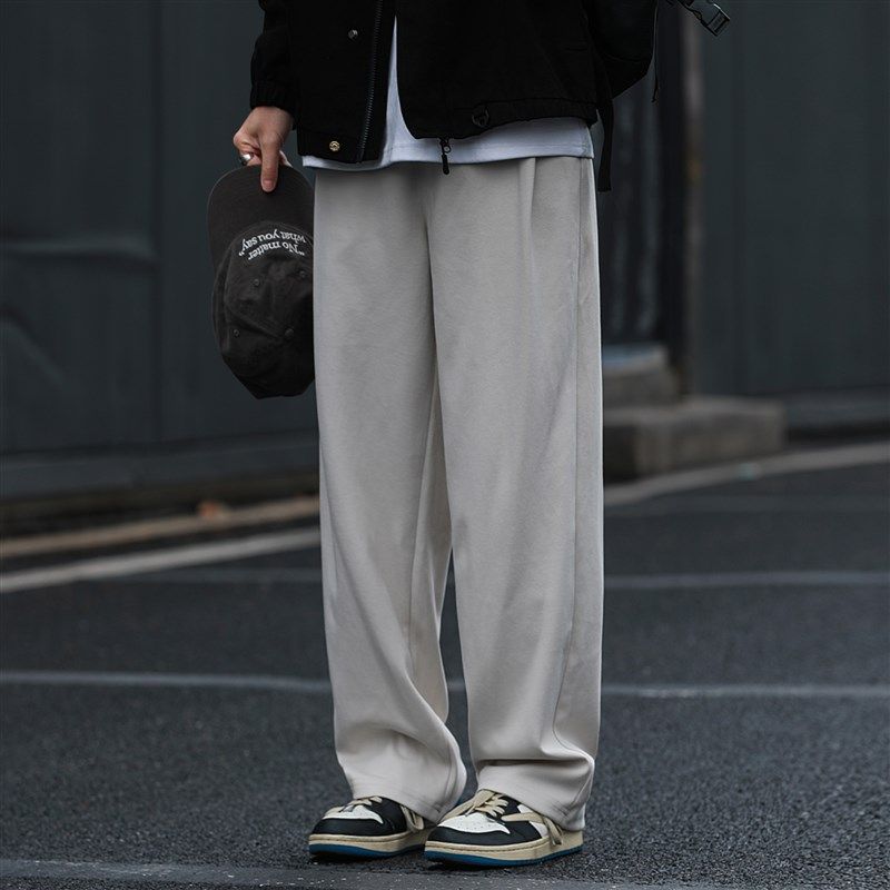 290g嘿马七作日系复古春夏新款男士直筒休闲打褶轻薄卫裤宽松裤子,男装,卫裤,淘宝优惠券,粉丝福利购,淘宝优惠卷