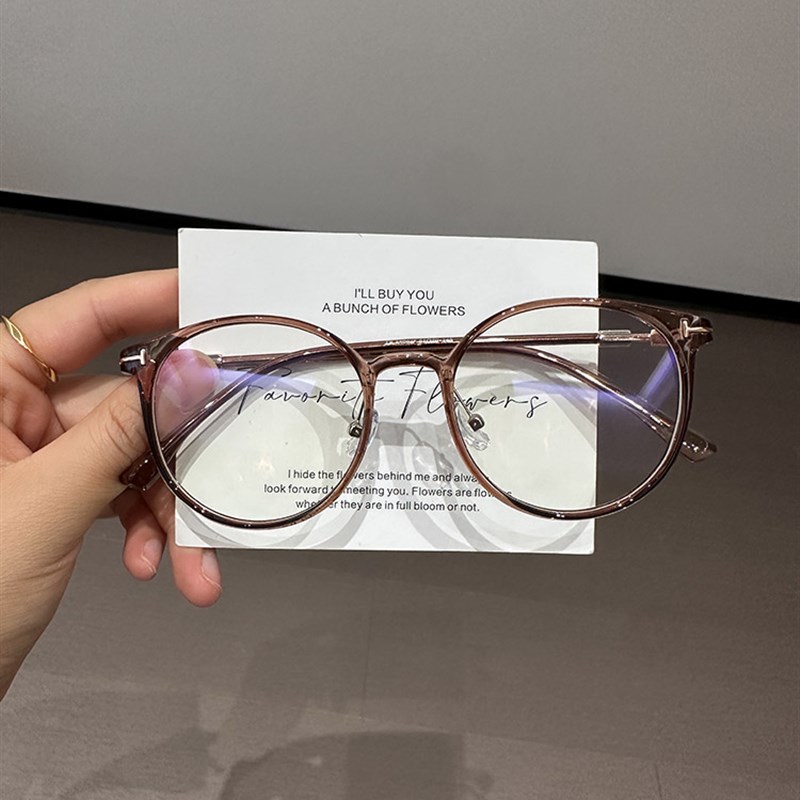 素颜显瘦!茶色超轻TR近视眼镜框架女可配度数成品防蓝光眼睛