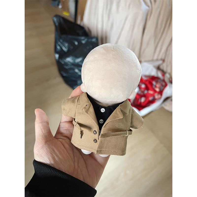 肥仔大佬10cm棉花娃娃风衣外套娃衣10厘米棉花娃娃休闲大衣外套