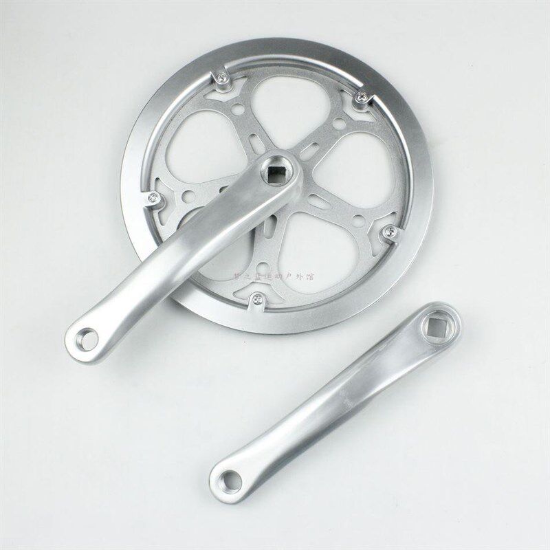 折叠车牙盘套装自行车52T齿牙盘钢盘170铝合金曲柄菱形孔单速齿盘