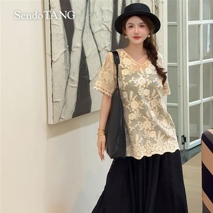 夏日穿搭【心声】胖多女装夏季新款休闲时尚百搭上衣吊带裙套装