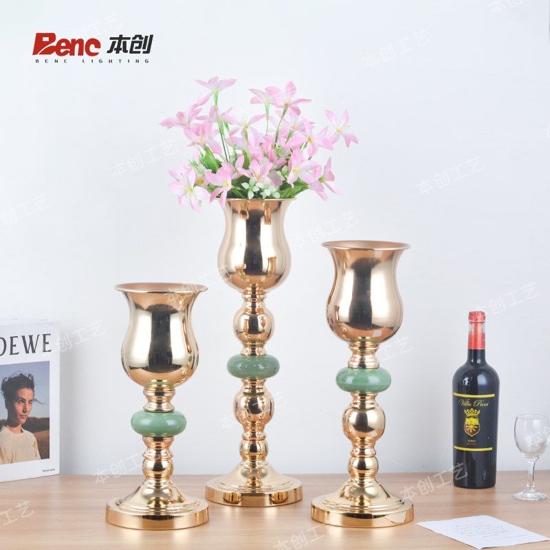 欧式复古高脚花盆铁艺陶瓷金色花器婚礼桌花装饰花瓶干花插花桶,节庆用品/礼品,路引,淘宝优惠券,粉丝福利购,淘宝优惠卷