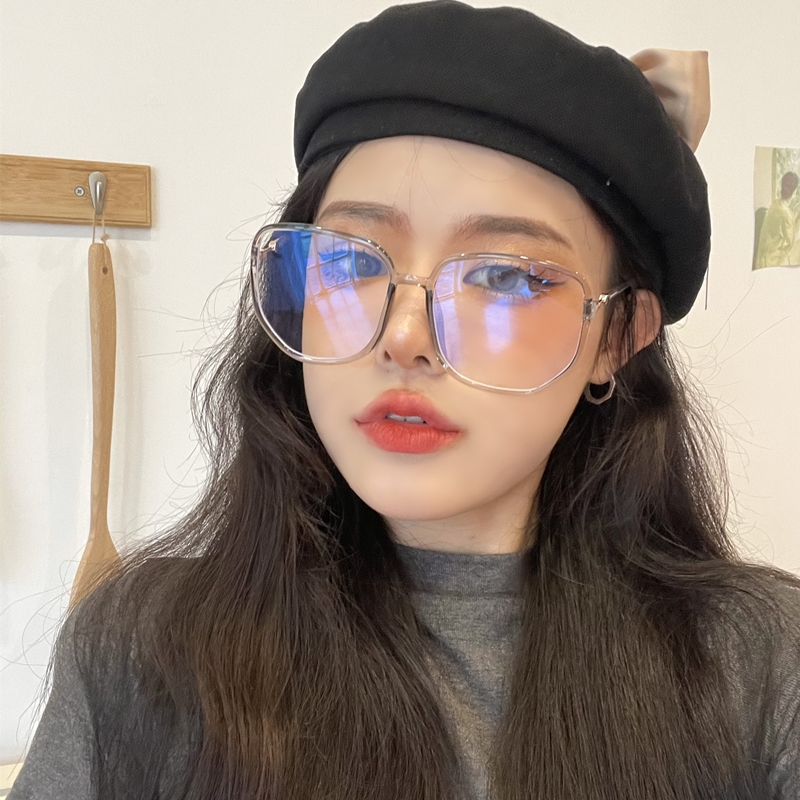 凹造型大框圆脸显瘦素颜纯欲灰近视韩国眼镜框女多边形平光镜装饰