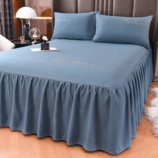床罩 通用防滑固定保护套防尘防螨罩日式 简约水洗棉床裙式 单件四季