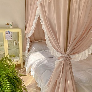 法式4柱子床木头架子床老式蚊帐单床帐1.8m床家用单帐纱床幔1.5米