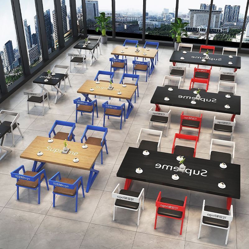 工业风实木餐桌简约餐厅咖啡厅酒吧桌椅子美式复古铁艺餐桌椅组合