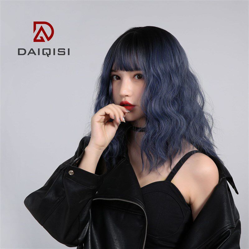 欧烁日韩新款羊毛卷假发女长发齐刘海自然蓬松全头套厂家整顶头套