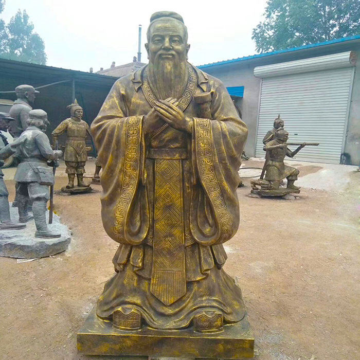 定制孔子雕塑玻璃钢订做老子像雕像铸铜校园文化人物大型石雕摆件