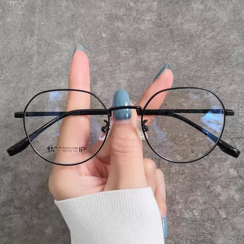 超轻复古纯钛眼镜框男女近视眼镜