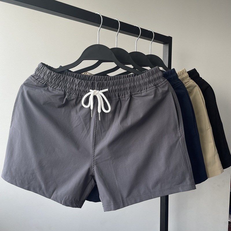 男士纯色弹力三分裤速干运动短裤健身游泳度假休闲运动裤沙滩裤男