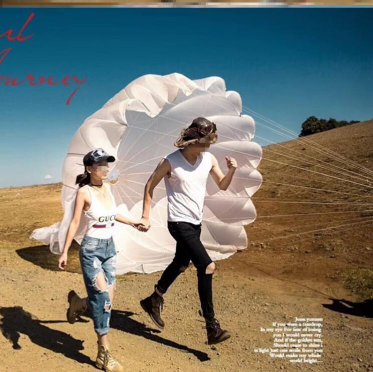 婚纱旅拍野外摄影道具定制色降落伞外景创意拍照大降落伞街拍伞