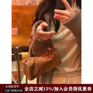 野啵妮 row羊猄绒小众笔袋包高级感手提包真皮迷你包送礼女生包包