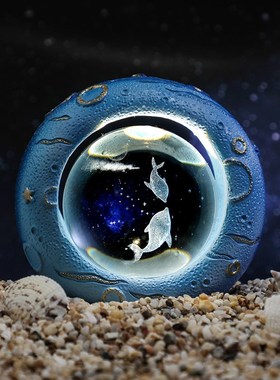 发光水晶球小夜灯桌面摆件玻璃球装饰品生日礼物送女生高级感毕业