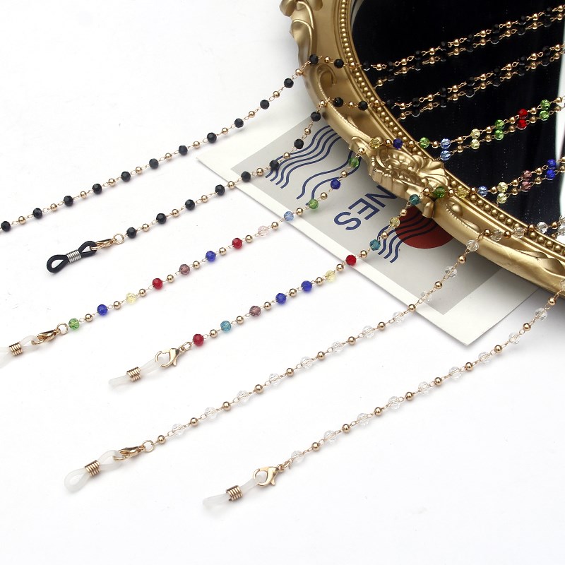 黑珠夹金色珠眼镜链女挂脖复古太阳眼镜链条挂链彩色链子口罩链