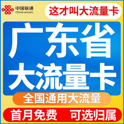 广东省归属地无流量卡限量5g全国通用流量学生电话手机卡19元套餐