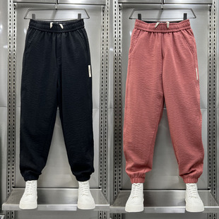 2024夏季薄款透气亚麻休闲裤男款宽松九分哈伦裤青年棉麻束脚裤子