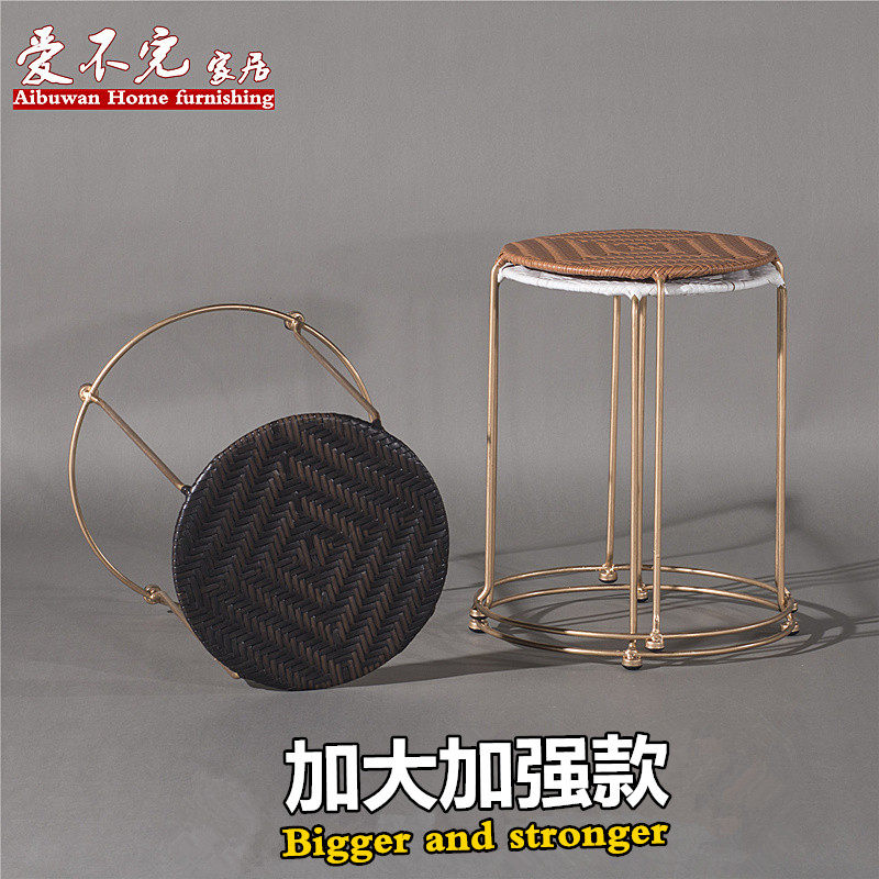 铁艺手编可叠放餐桌凳圆凳子家用餐椅子板凳塑料X凳高凳休闲凳