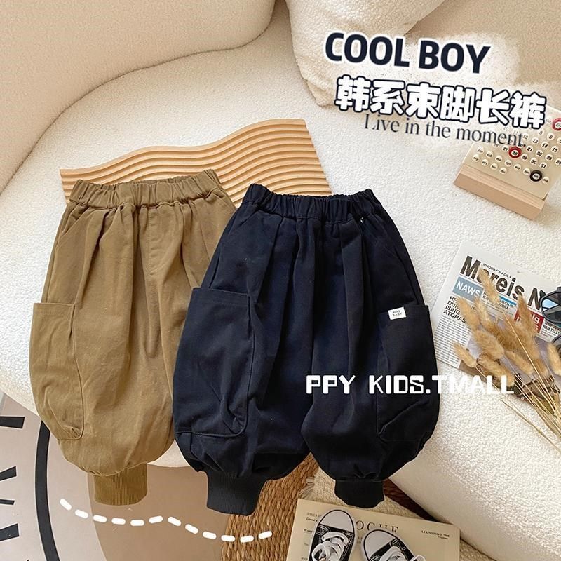 秋装1岁宝宝裤子哈伦裤儿童卫裤2男童束脚裤小童工装裤纯棉休闲裤