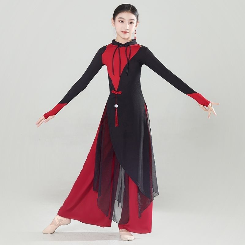古典舞演出服女童新中式旗袍破阵乐舞蹈服少儿项王礼仪表演练功服