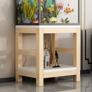 简约中式鱼缸架子实木无结疤底柜客厅多层置物架底座鱼缸架可定制