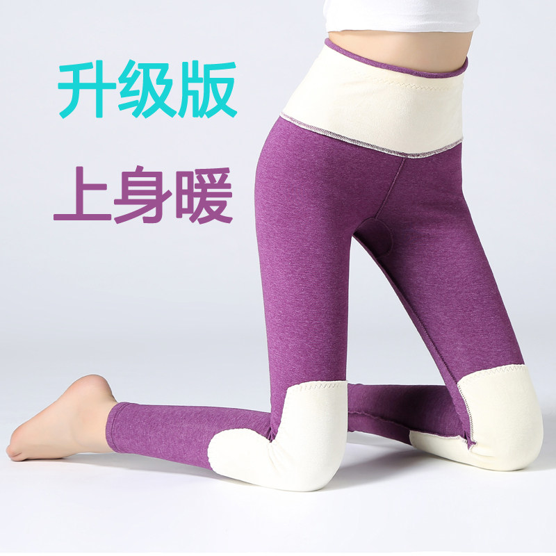线裤女高腰单件秋裤加绒护腰w护膝加厚修身内穿纯棉高腰薄款保暖