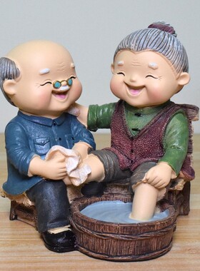 老头老太太摆件家居装饰品小摆件创意情侣夫妻新婚结婚纪念日礼物