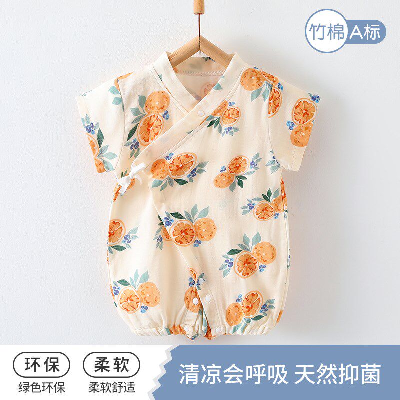 婴儿衣服春夏季宝宝中开连体衣新生儿哈衣爬爬服0-1岁宝宝夏装