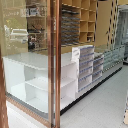 美宜佳便利店前台烟柜收银台组合玻璃烟柜加收银台转角柜台烟酒柜