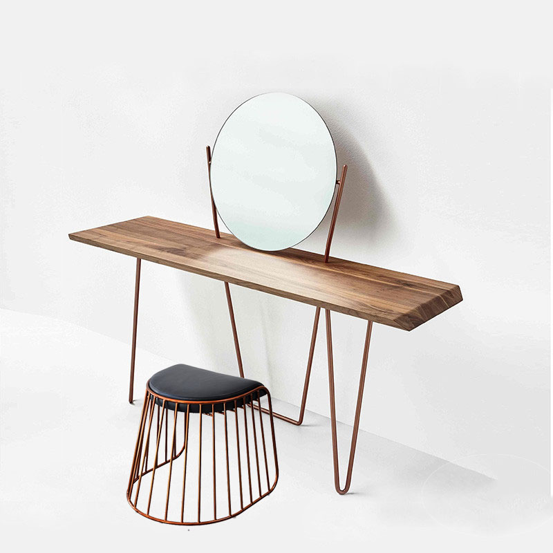 美式实木梳妆台卧室现代简约迷你烤漆多功能小型书桌电脑桌化妆台