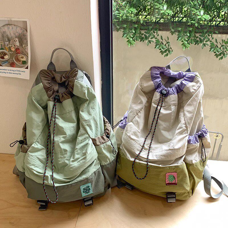 轻便双肩包男女束口抽绳学生书包户外运动登山包小众潮牌旅行背包