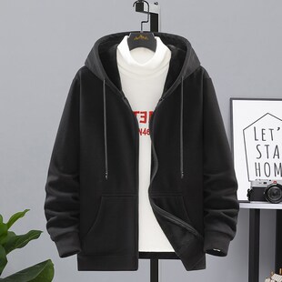 胖子加绒加厚开衫男卫衣宽松休闲特体加肥加大300斤男装运动外套