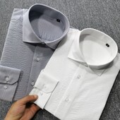 衬衫 天花板级別 透气男商务薄款 长袖 柜4000 鲁tai120支棉泡泡纱