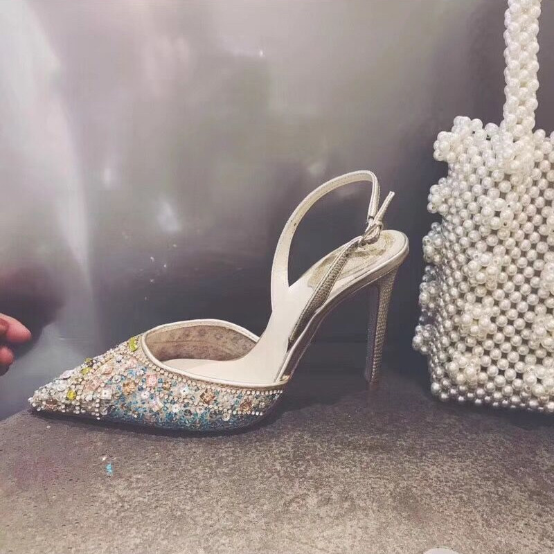 2022夏季新款尖头仙女风高跟鞋蕾丝网纱水钻婚鞋细跟包头凉鞋女夏,女鞋,时装凉鞋,淘宝优惠券,粉丝福利购,淘宝优惠卷