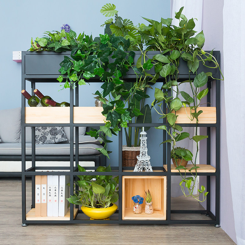 铁艺隔断墙美式h装饰绿植活动柜玄关房间花店实木简约创意陈列架