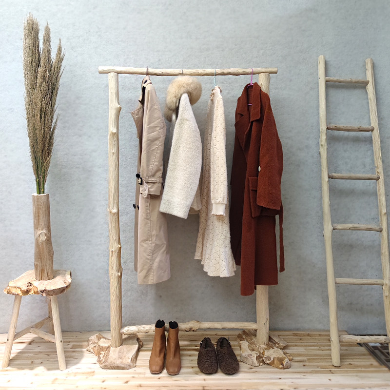 服装店专用实木挂k衣架女装货架展示架实木衣服架落地挂衣杆衣帽