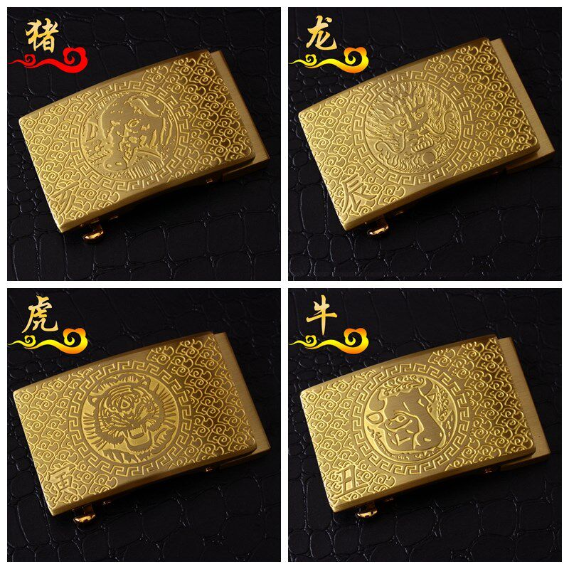 纯铜皮带扣头自动扣 卡槽高档实心男裤带头卡子配件3.5cm腰带扣头