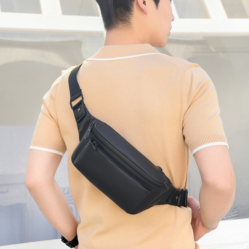 新款胸包腰包休闲简约皮膜单肩斜挎包防泼水户外旅行登山包运动包