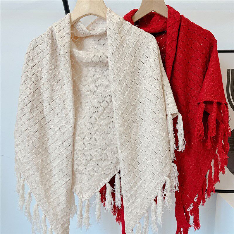 中国风复古旗袍披肩女外搭礼服晚宴薄款小外套春秋季流苏三角开衫