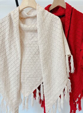 中国风复古旗袍披肩女外搭礼服晚宴薄款小外套春秋季流苏三角开衫