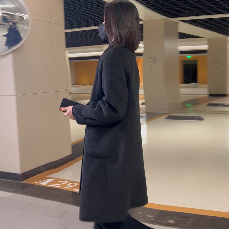 时尚气质羊毛大衣韩版羽绒服双面呢2023秋冬新款可拆卸白鹅绒外套