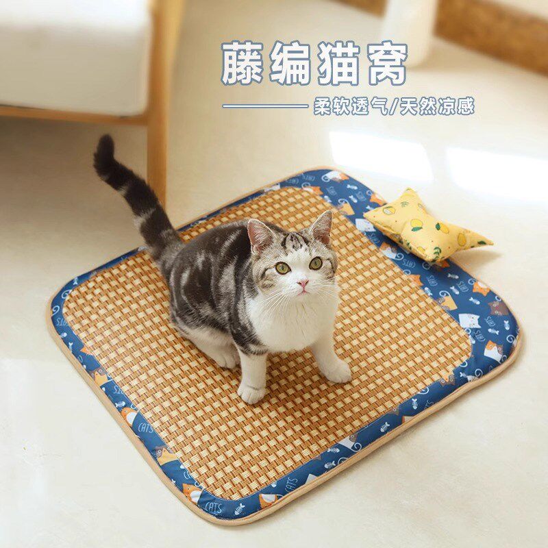 猫咪狗狗凉席宠物狗垫子睡觉用夏天睡垫地垫四季通用猫窝藤编用品