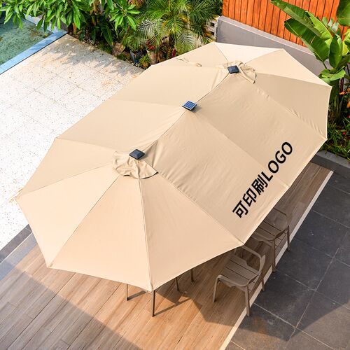 户外伞桌椅带伞奶茶店商用庭院休闲三H头中柱伞大太阳伞室外遮阳