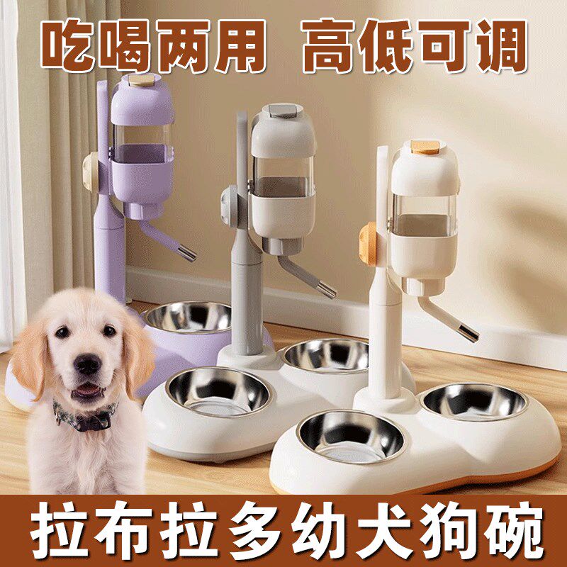 拉布拉多幼犬专用狗碗立式饮水器不湿嘴吃饭喝水一体饭盆用品大全