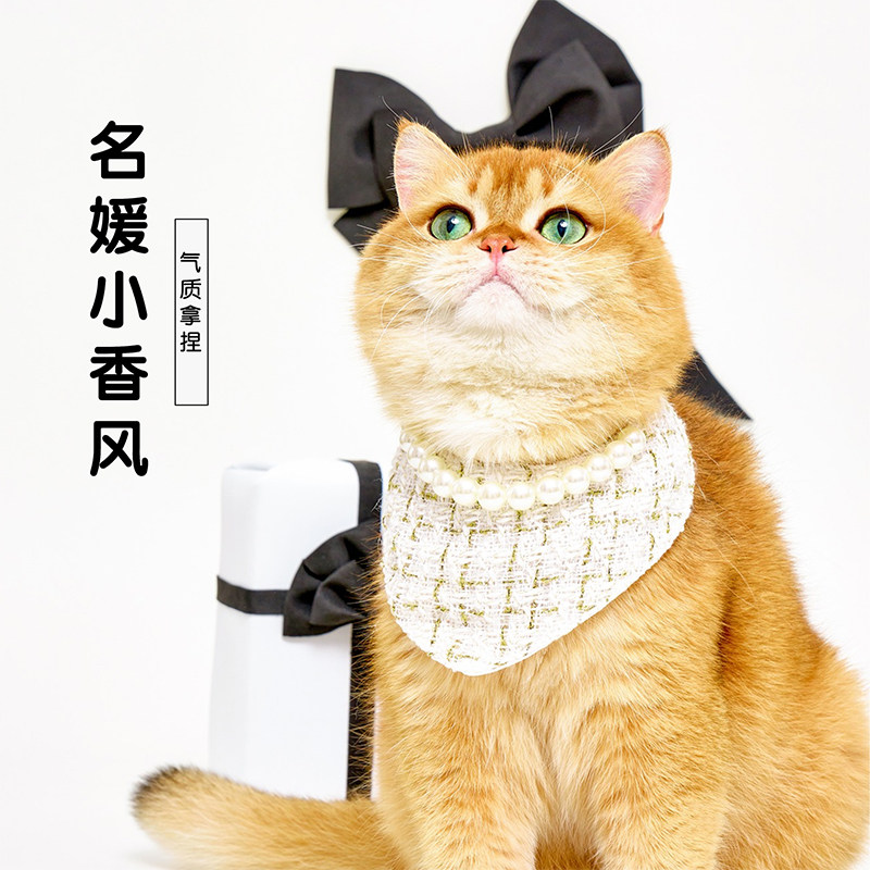 猫咪围脖装饰品公主风猫咪围兜夏季宠物小猫布偶口水巾金渐层幼猫