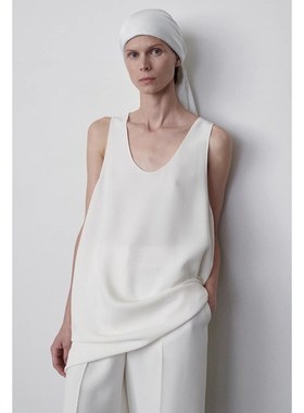 ROW极简天花板极简风白色上衣基础通勤百搭宽松显瘦U领醋酸背心女