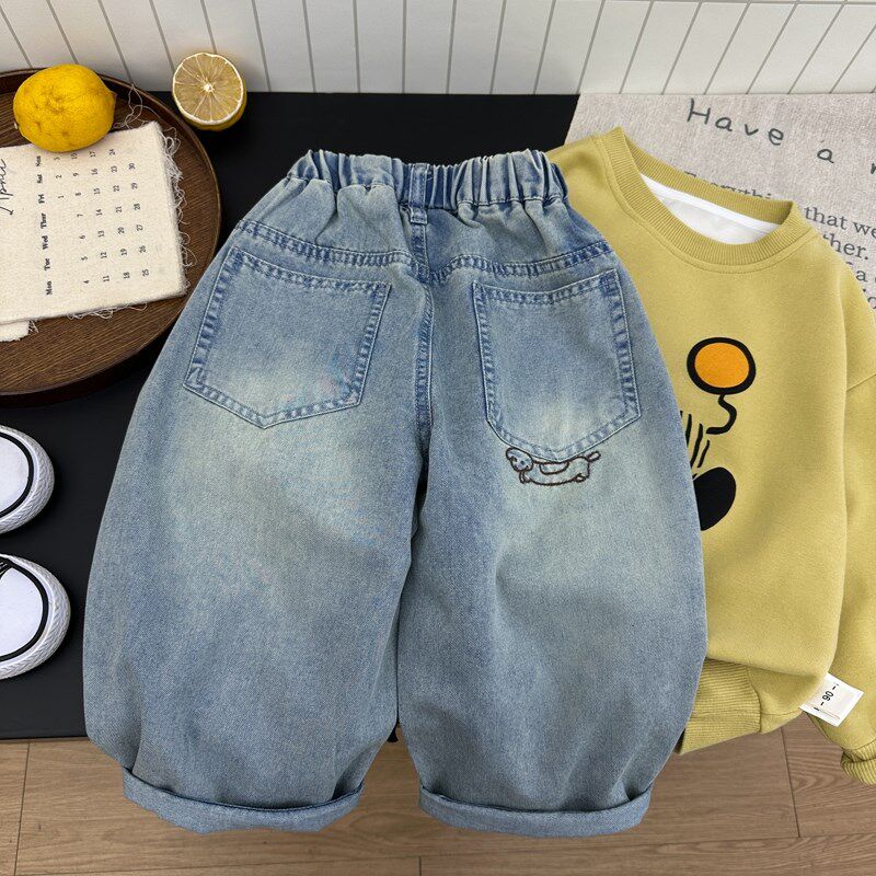 男童春装牛仔裤2025新款儿童韩版宽松萝卜长裤男孩春夏薄款裤子潮