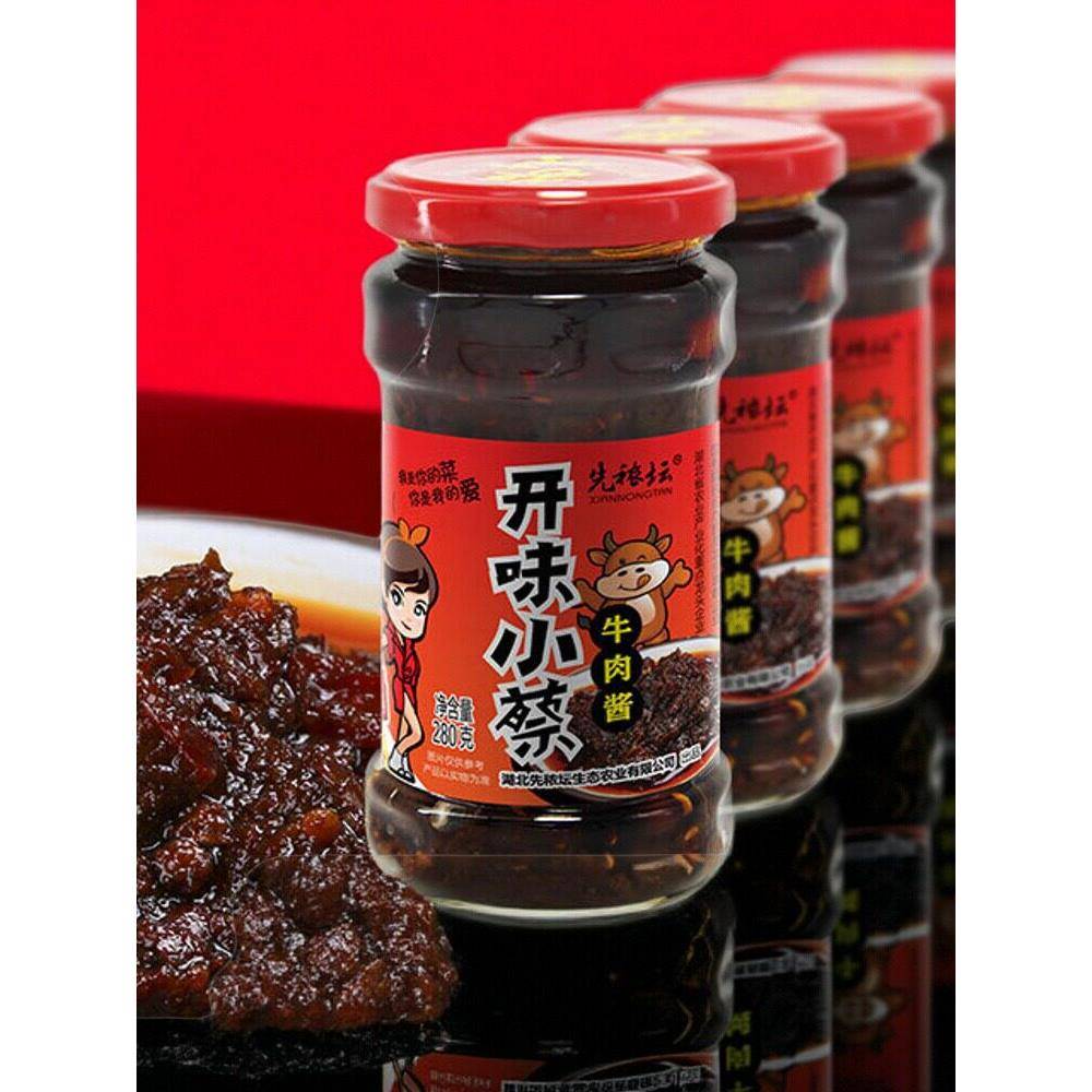先秾坛开味小蔡牛肉酱拌饭下饭拌面酱香辣酱新品爆辣款神峰山庄
